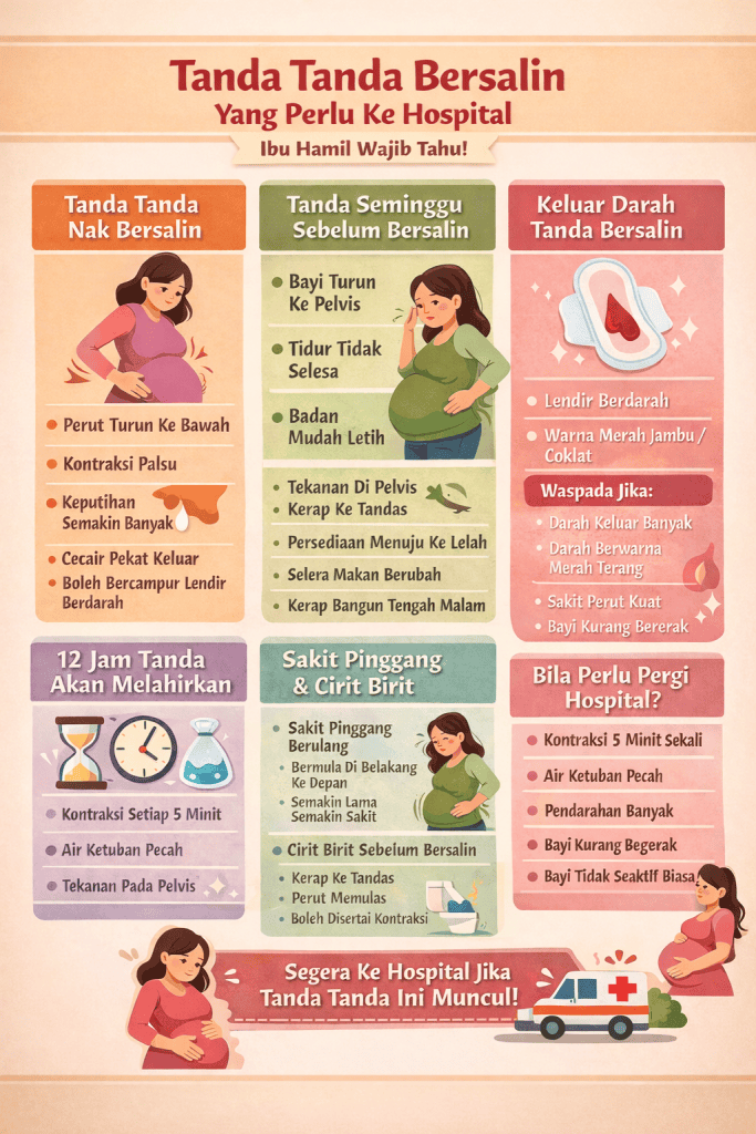 tanda tanda bersalin yang perlu ke hospital
