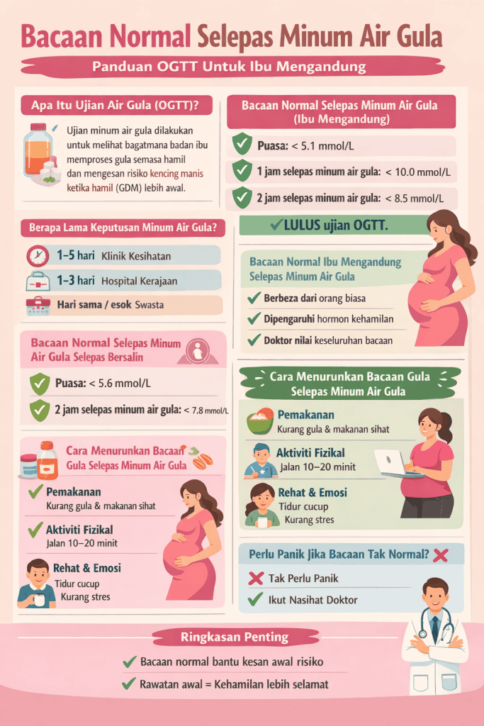 bacaan normal selepas minum air gula