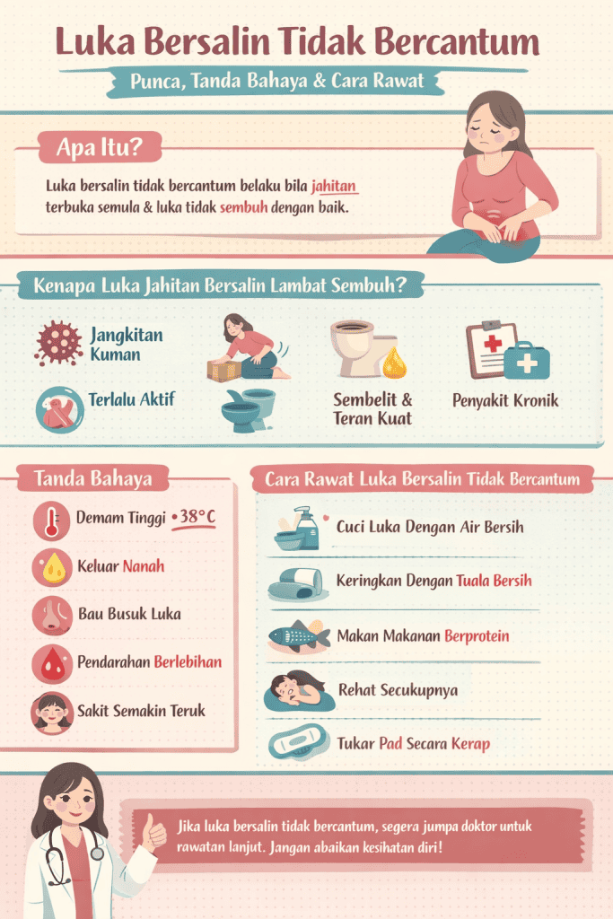 luka bersalin tidak bercantum