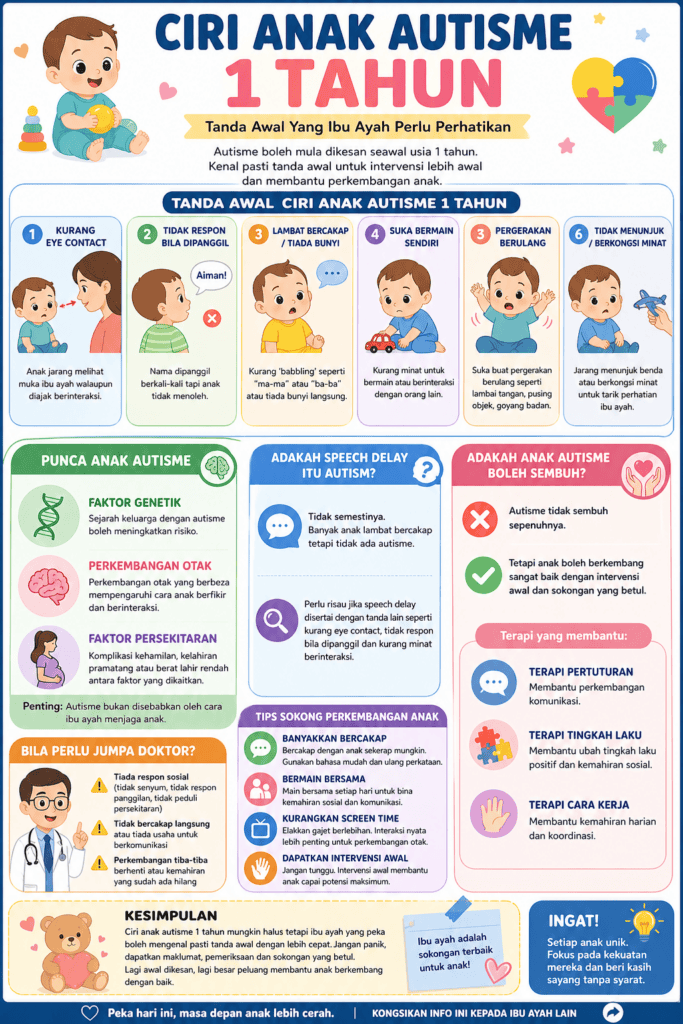 ciri anak autisme 1 tahun