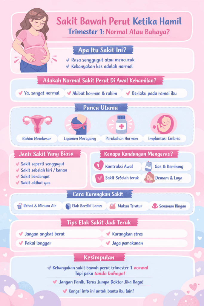 sakit bawah perut ketika hamil trimester 1