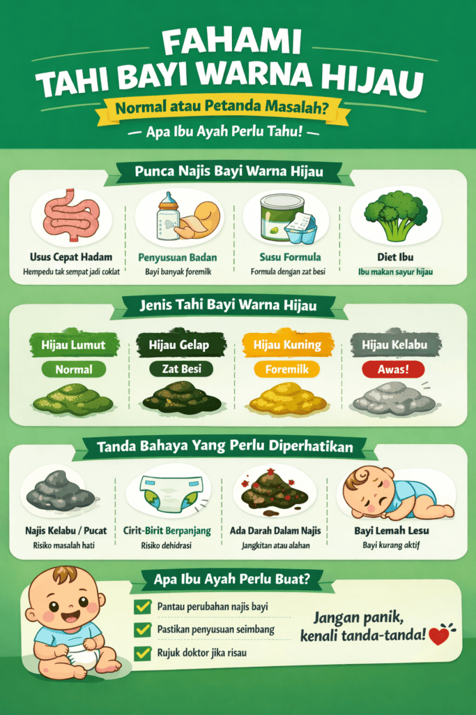 tahi bayi warna hijau