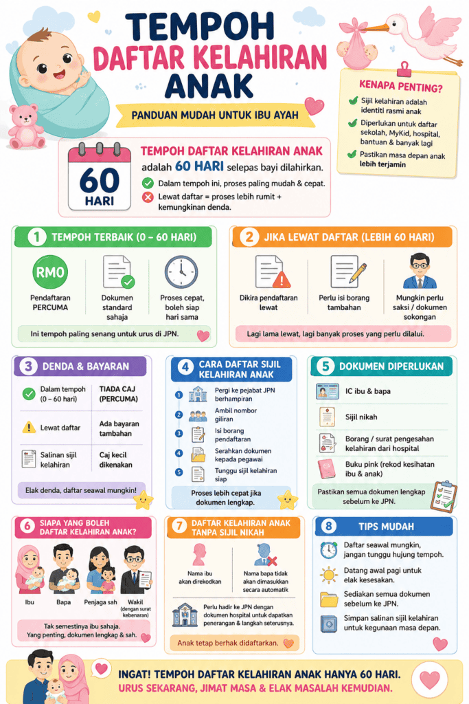 tempoh daftar kelahiran anak