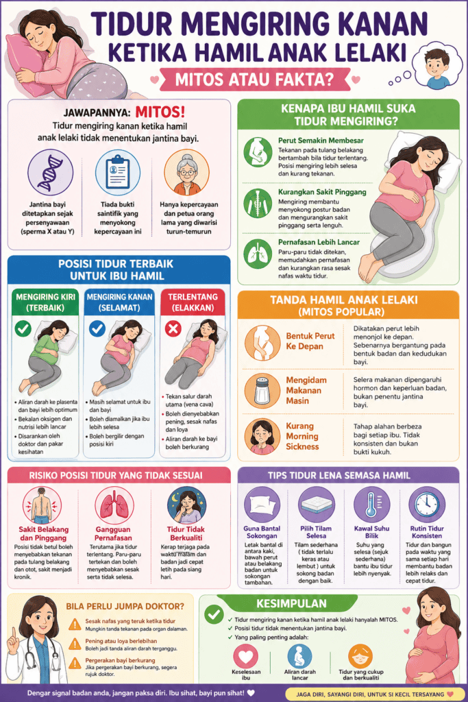 tidur mengiring kanan ketika hamil anak lelaki